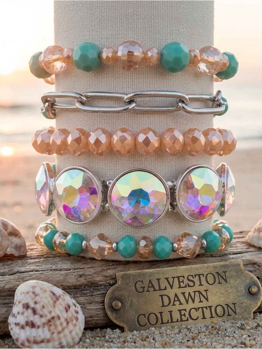 Crystal Stacked Bracelets - Turquoise